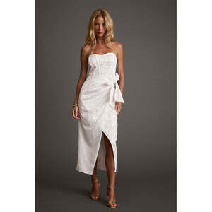 12th Tribe Brighton White Strapless Satin Wrap Dress Size LL